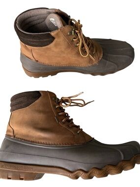Sperry Men’s Avenue Duck Boot Brown Leather Waterproof Seam Sealed, Rubber Shell